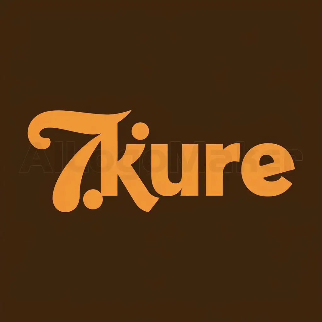 a logo design,with the text ".KUre", main symbol:70s style font . the back ground dark orange. the font in a lighter orange,Moderate,clear background