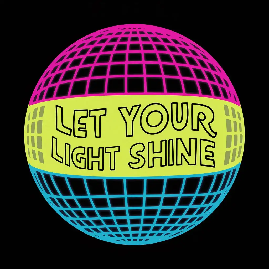 Let Your Light Shine, in a three-color design, using a disco ball, for screenprinting use