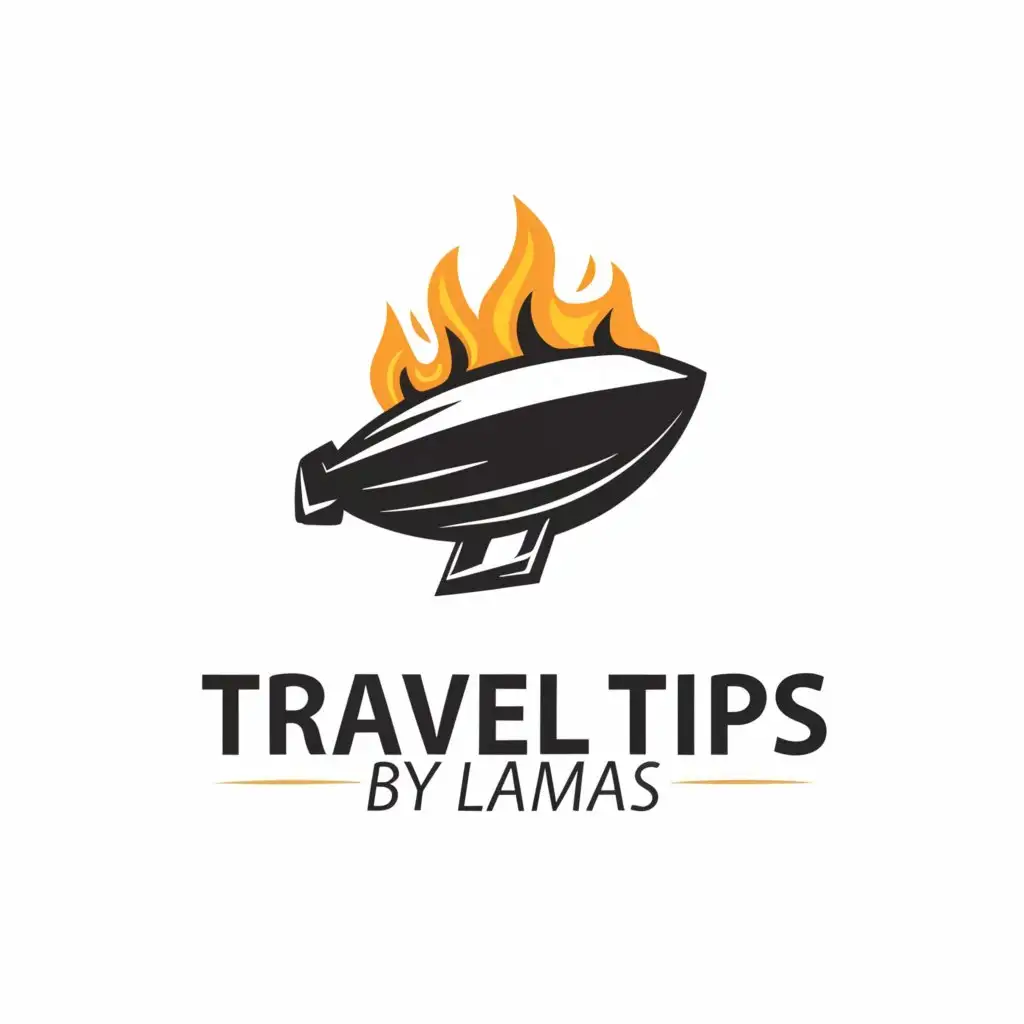 a logo design,with the text "Travel Tips by Lamas  ", main symbol:Burning Zeppelin,Moderate,be used in Travel industry,clear background