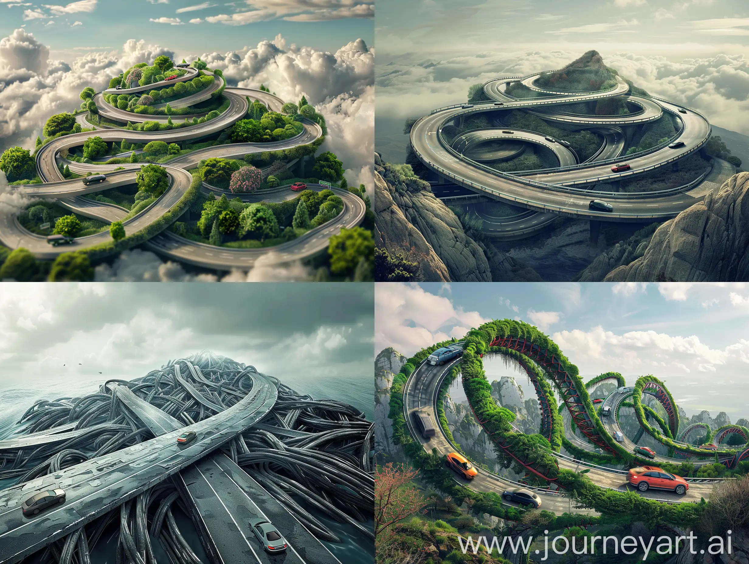 Surreal-3D-Highway-Unraveled-with-Roller-Coaster-Road-and-Cars