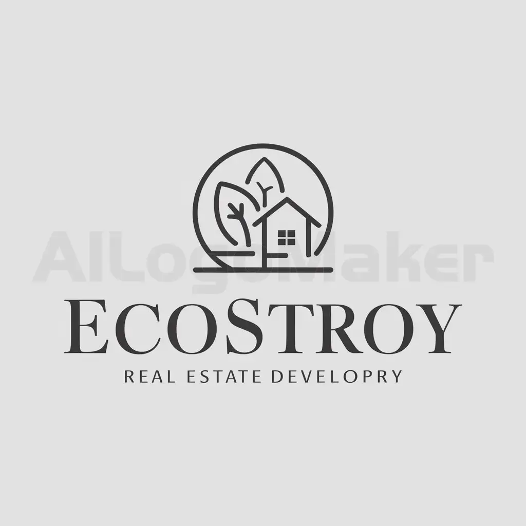 a logo design,with the text "Ecostroy", main symbol:dom,Moderate,be used in Real Estate industry,clear background