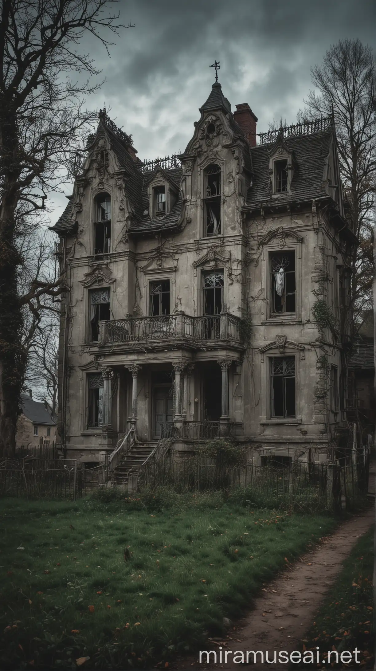 Mysterious Ghostly Mansion in a Small Village