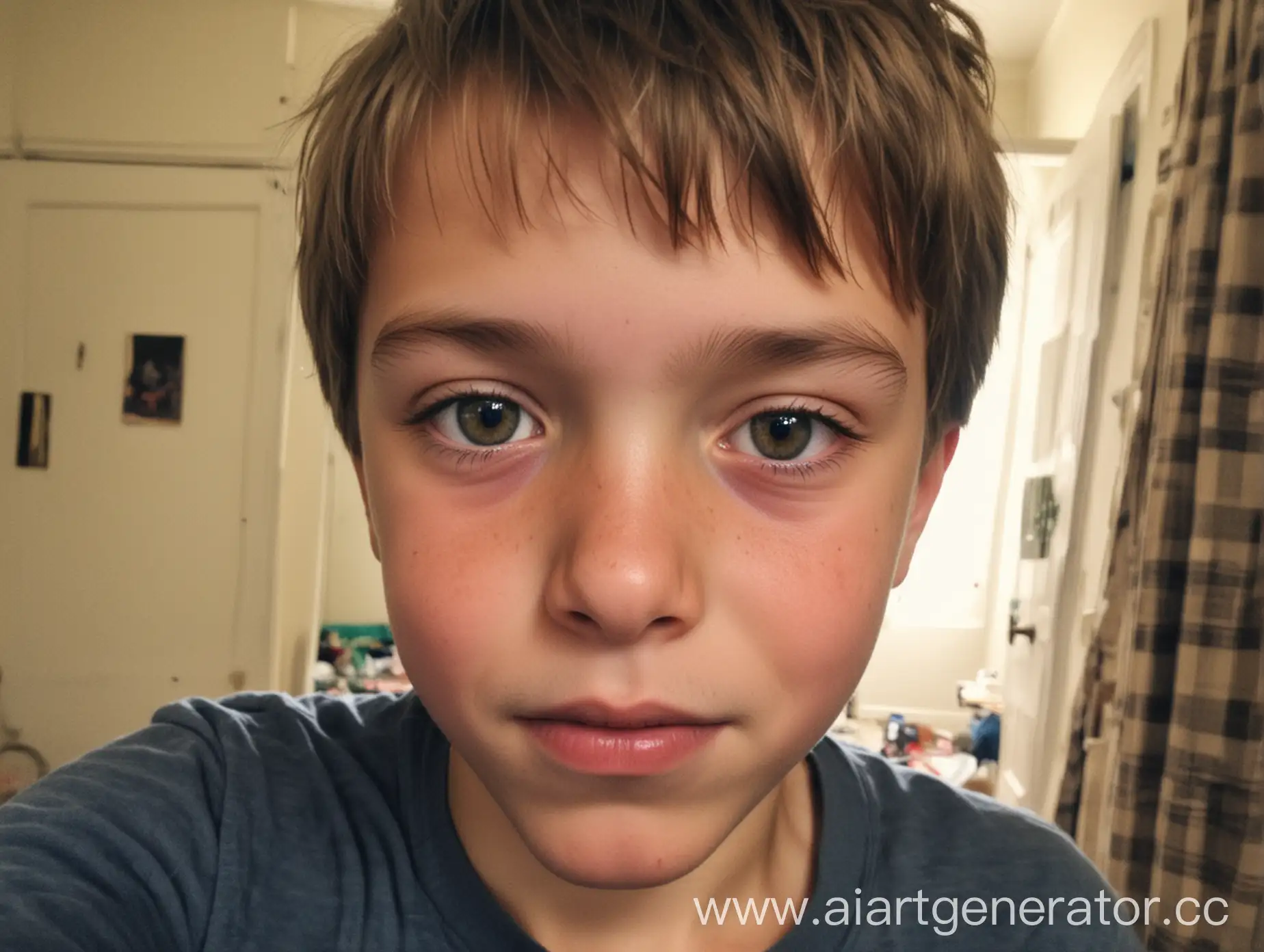 10YearOld-Boy-Selfie-with-Vintage-Phone-Camera