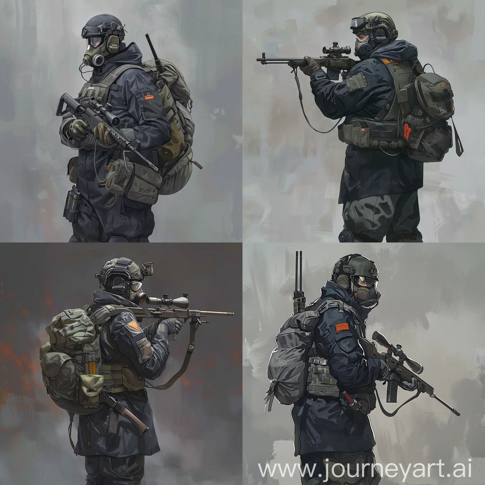 Mercenary-from-STALKER-Universe-in-Dark-Blue-Military-Raincoat-with-Sniper-Rifle