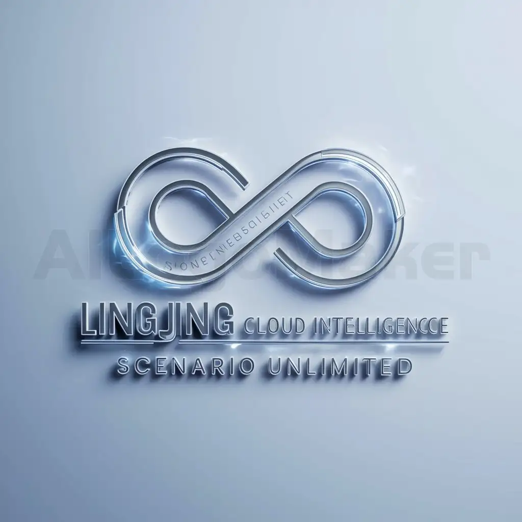 a logo design,with the text "Lingjing Cloud Intelligence", main symbol:scenario unlimited, future world,Minimalistic,be used in Internet industry,clear background
