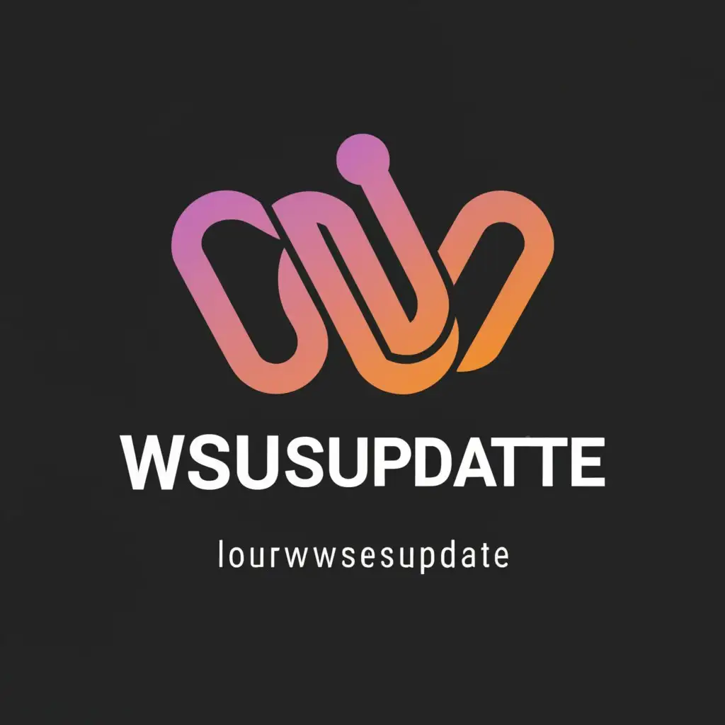 a logo design, with the text 'WsusUpdate', main symbol: Informatique, Update, WSUS, Microsoft, Powershell, complex, clear background