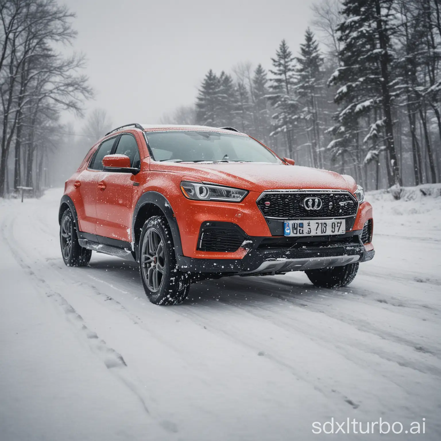 automotive sporty in the snow