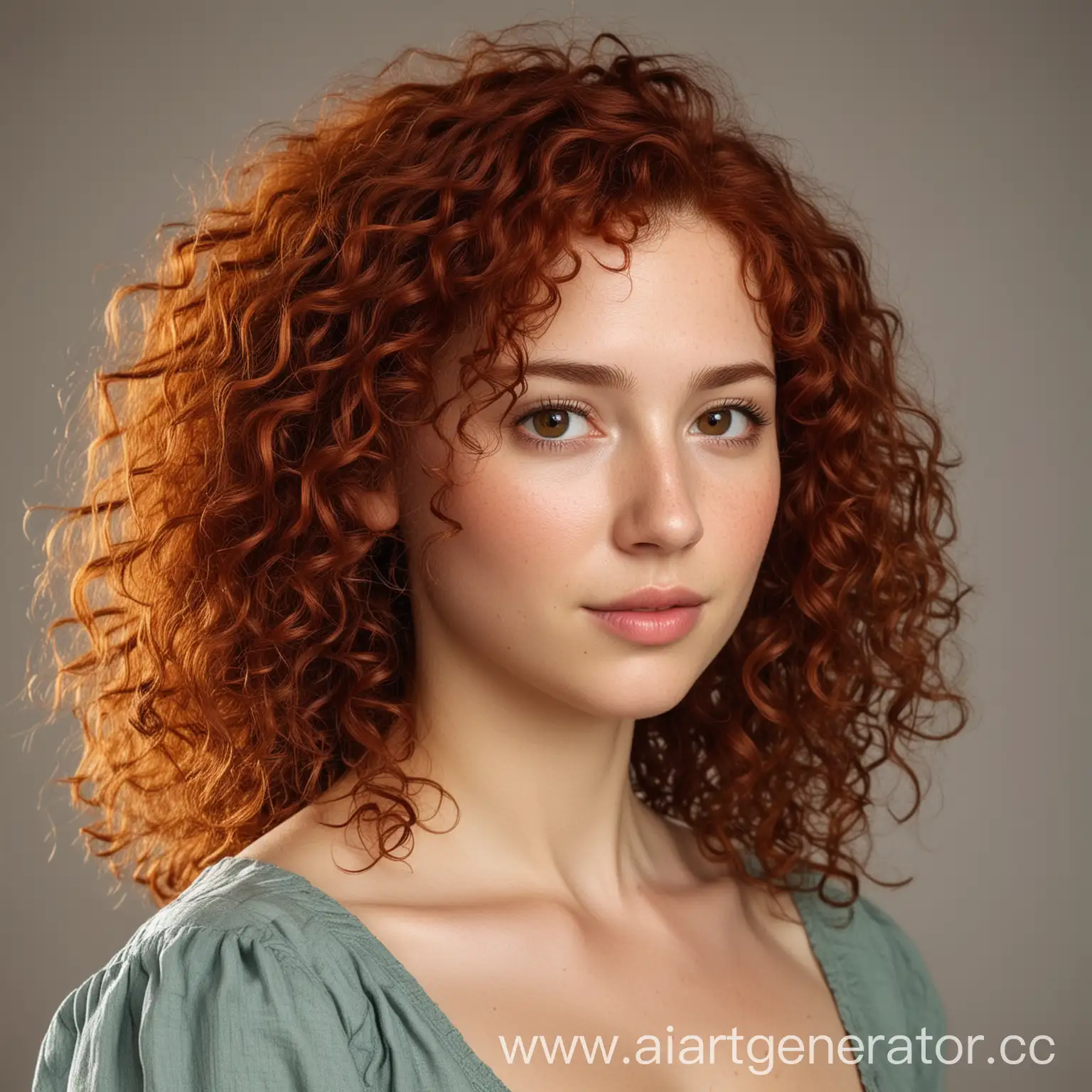 Dreamy-Woman-with-Abundant-Curly-Red-Hair-and-Bright-Brown-Eyes