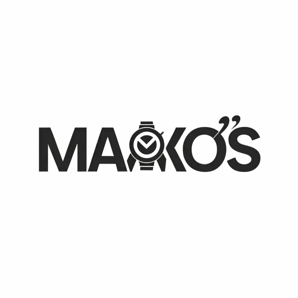 a logo design,with the text "Marko's", main symbol:watch,Minimalistic,clear background