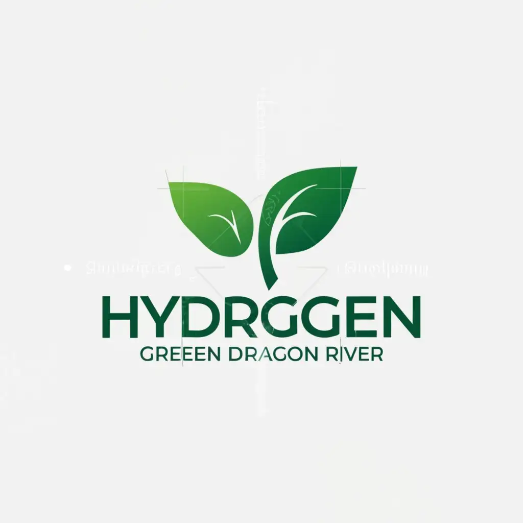 a logo design,with the text "Hydrogen Green Dragon River", main symbol:Green leaves,Minimalistic,be used in Construction industry,clear background