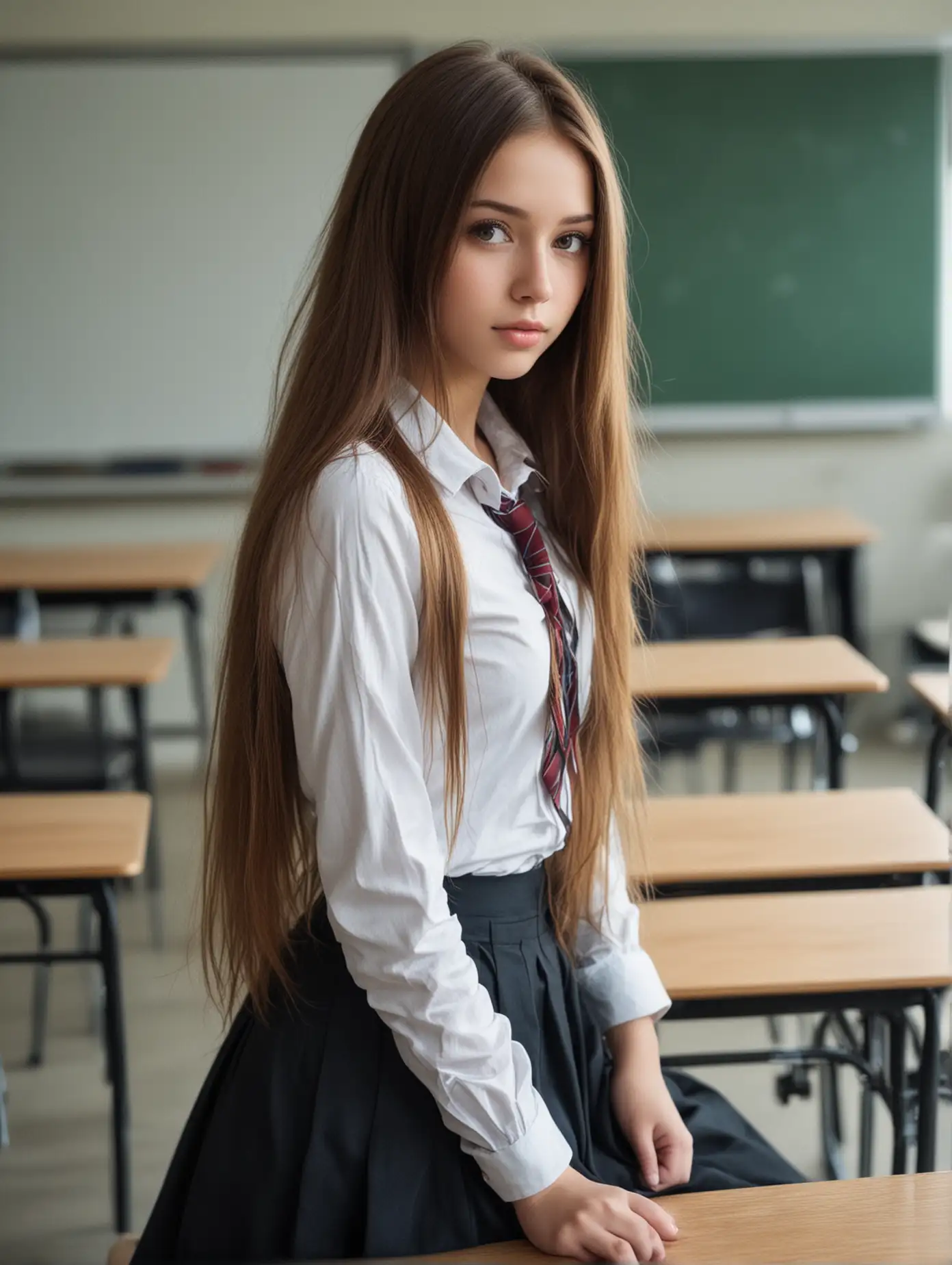 Lonely-Student-with-WaistLength-Hair-in-Classroom