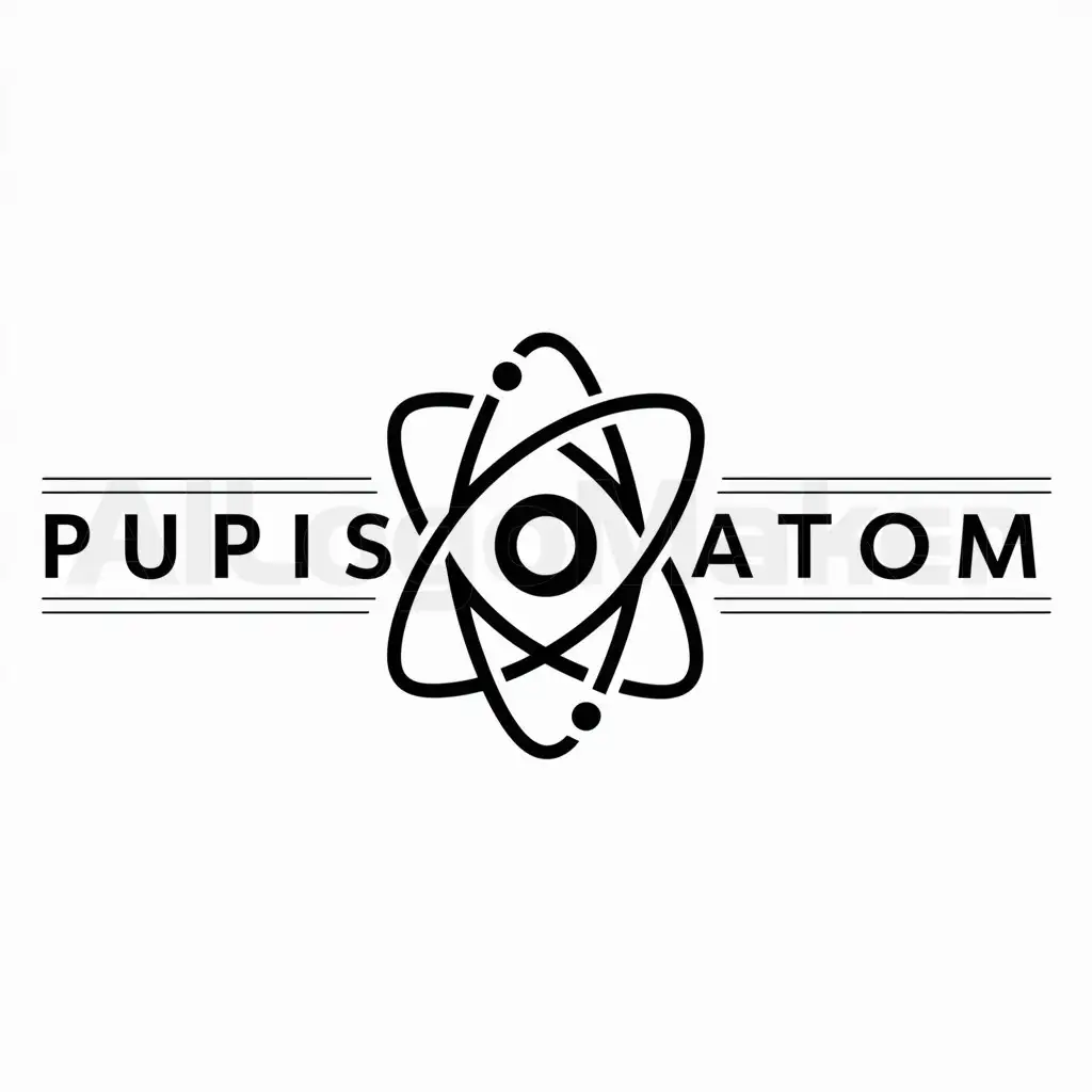 a logo design,with the text "Pupils of the atom", main symbol:Atom,Moderate,be used in Education industry,clear background