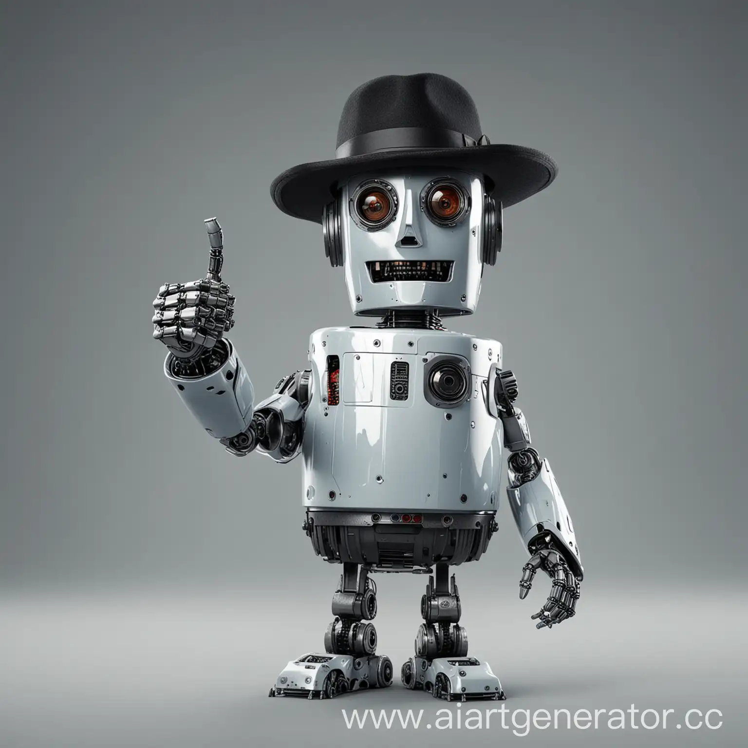 Robot-Showing-Thumbs-Up-in-Stylish-Hat