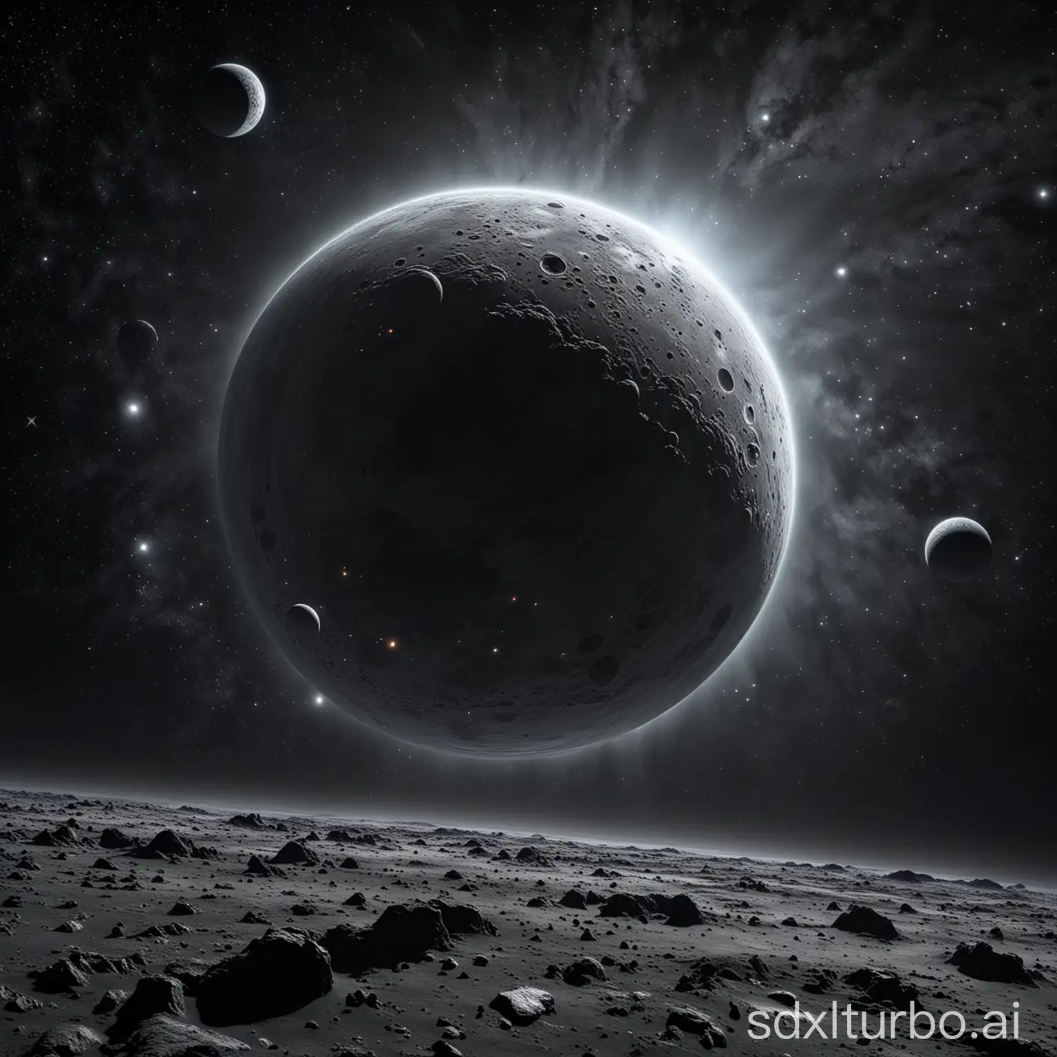 Detailed-Gray-Moonlike-Planet-with-Creators-in-Starlit-Space