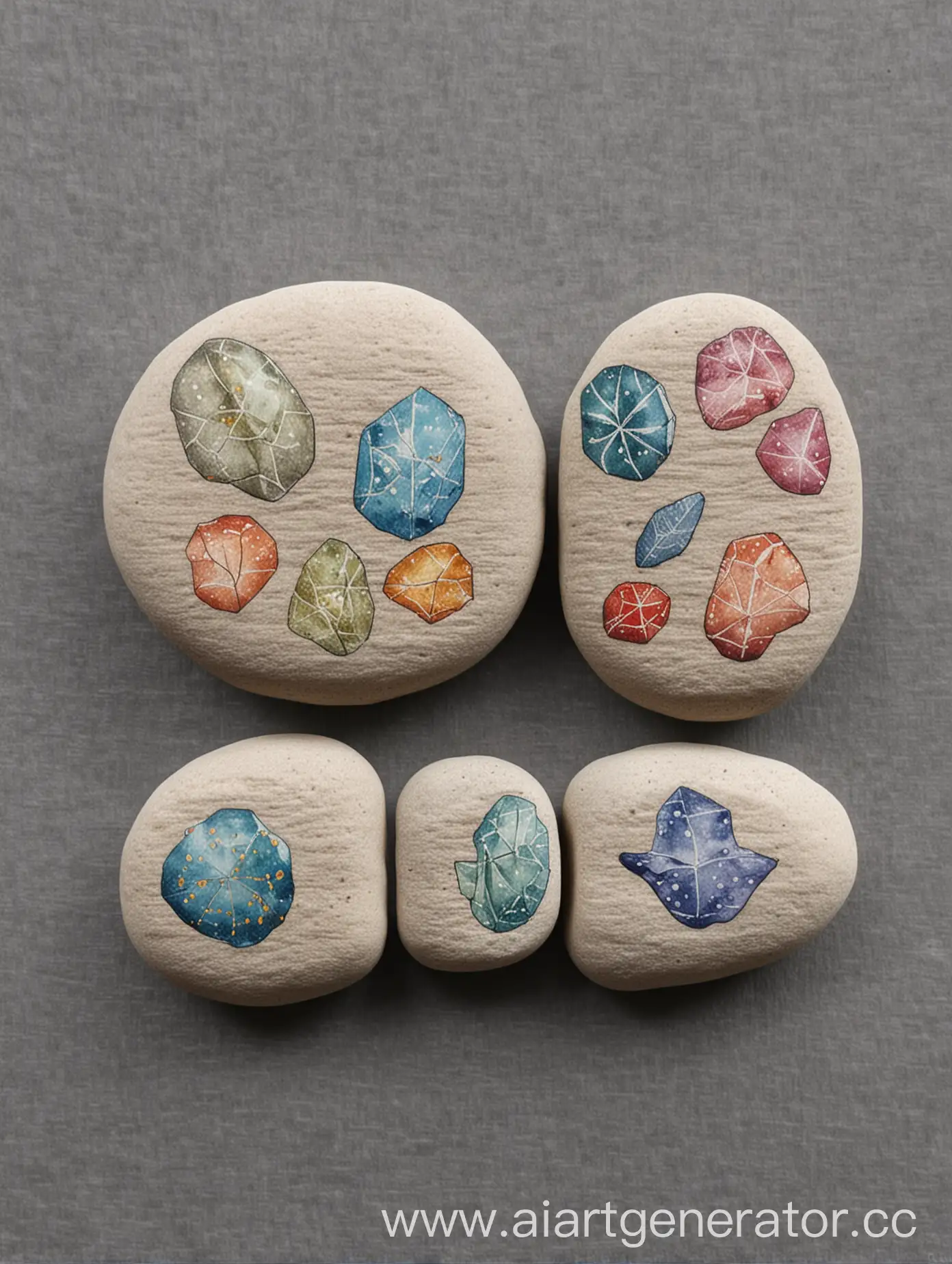 Artistic-Stones-Three-Pieces-with-Intricate-Drawing-Painting-and-Patterns