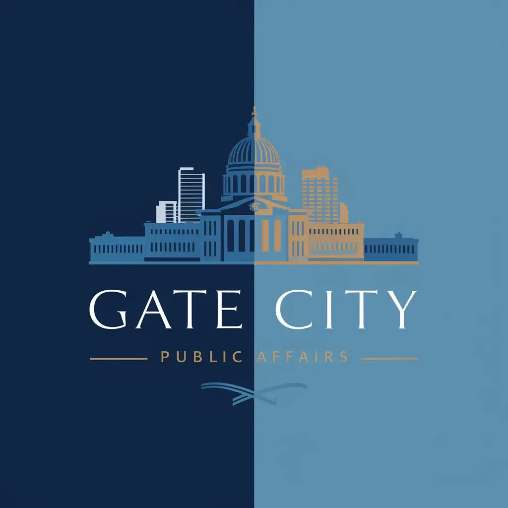 a logo design,with the text 'Gate City Public Affairs', main symbol:Georgia State Capitol in Atlanta skyline with color codes #283A6A, #6988F4, and #EFF0F4,complex,be used in Others industry,clear background