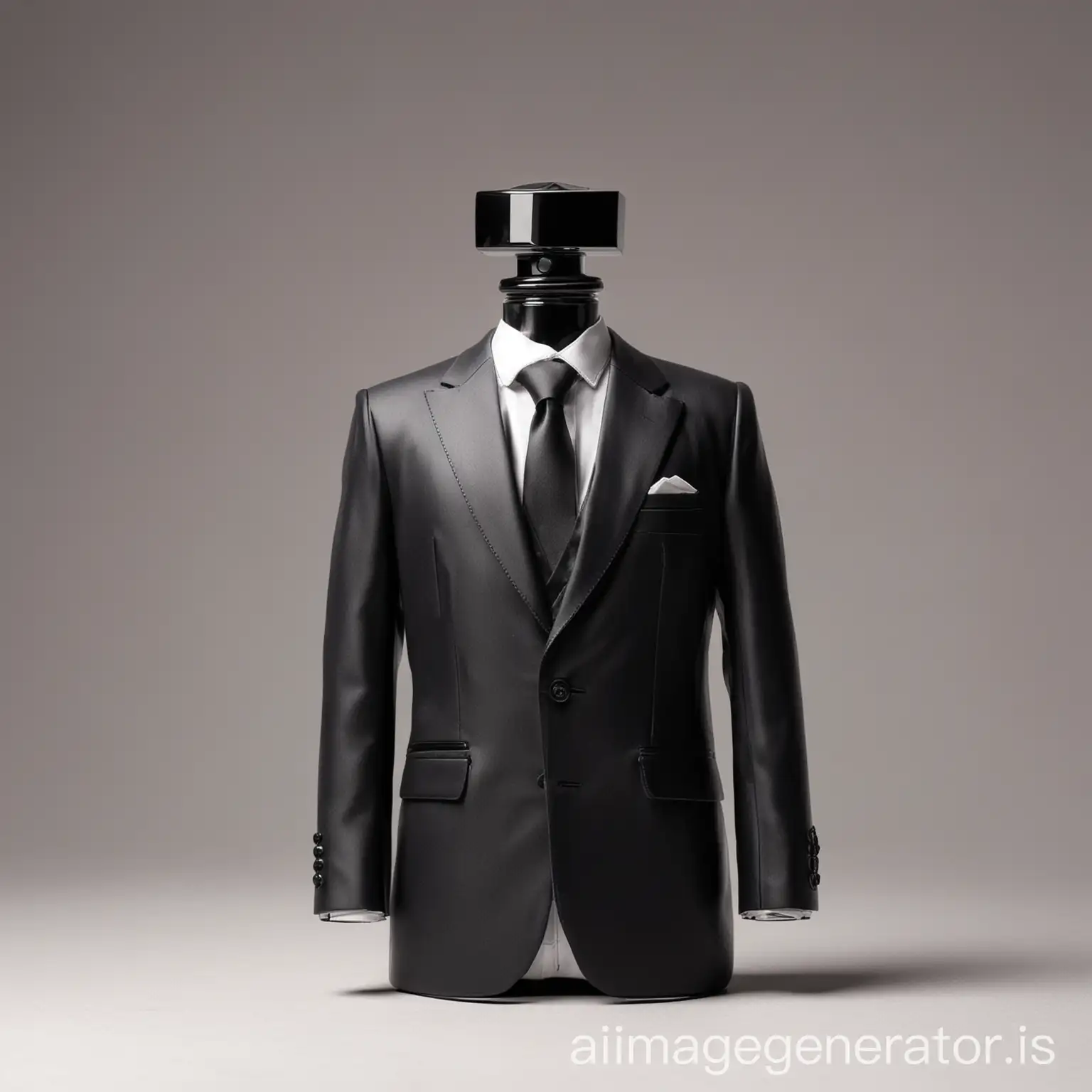 man suit in shape of perfume bottle