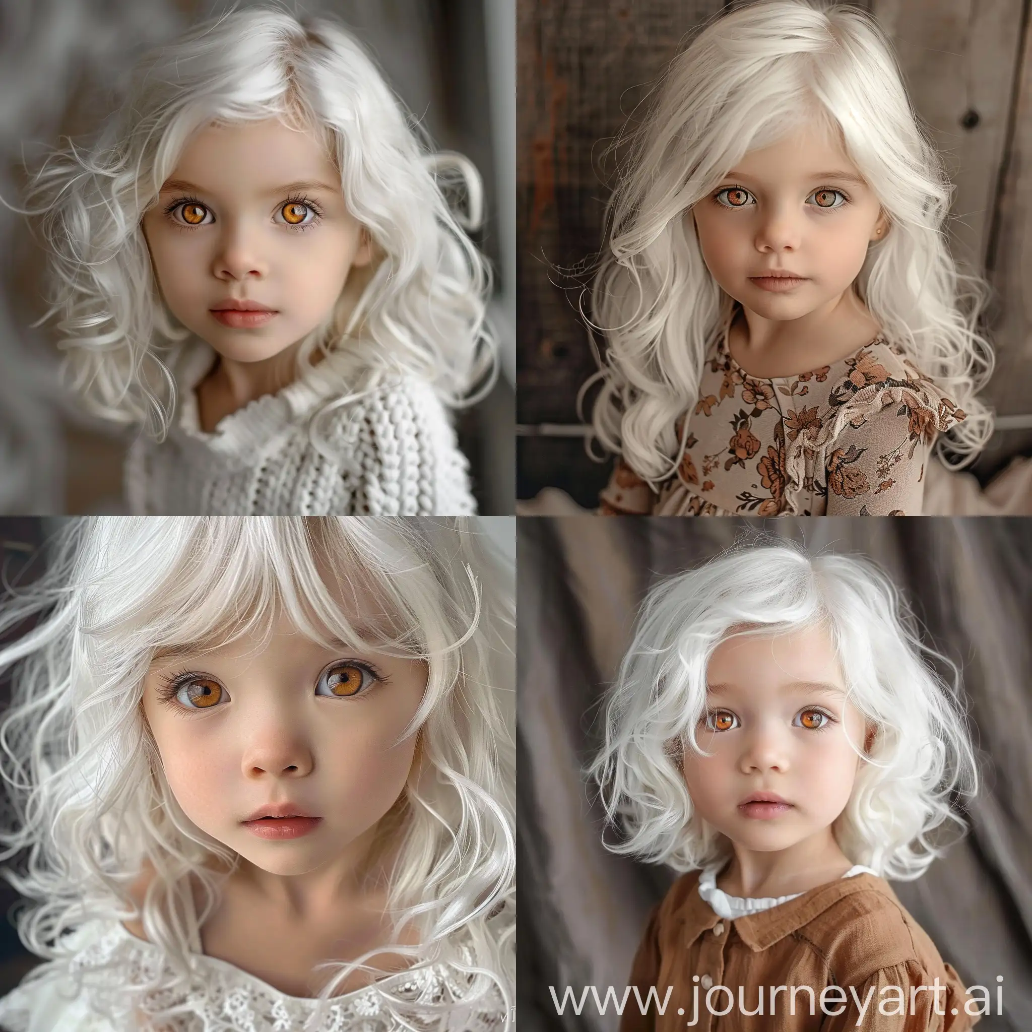 Adorable-Little-Girl-with-White-Hair-and-AmberColored-Pupils-Standing-Tall