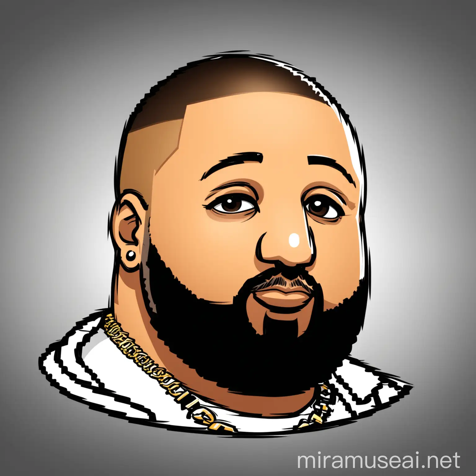 DJ Khaled Cartoon Head Icon Vibrant and Playful Illustration of the Famous Artist