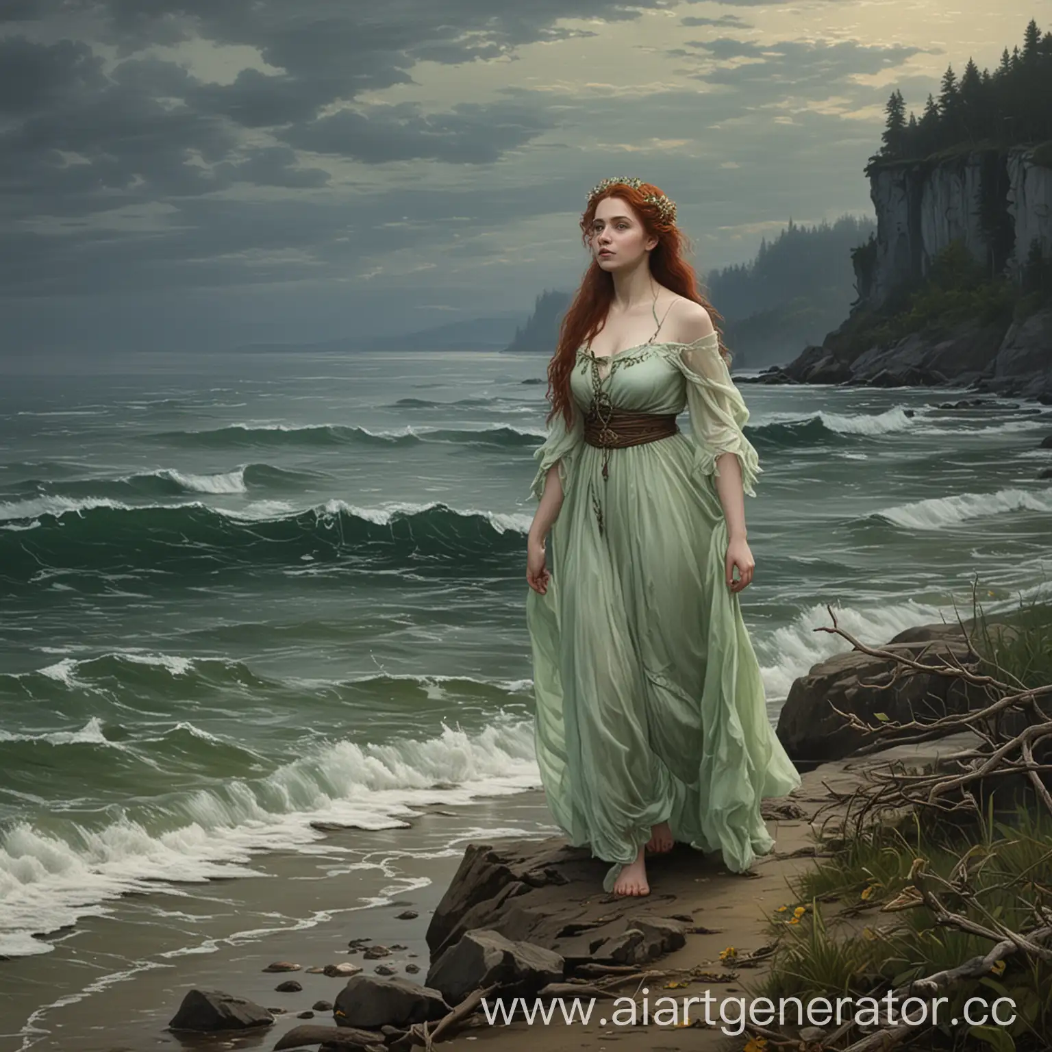 Enchanting-Rusalka-by-the-Shore-Mystical-Water-Nymph-in-Moonlit-Serenity