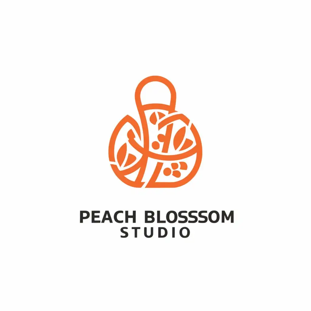 a logo design,with the text "Peach Blossom Studio", main symbol:Bag,Minimalistic,be used in Fashion industry,clear background