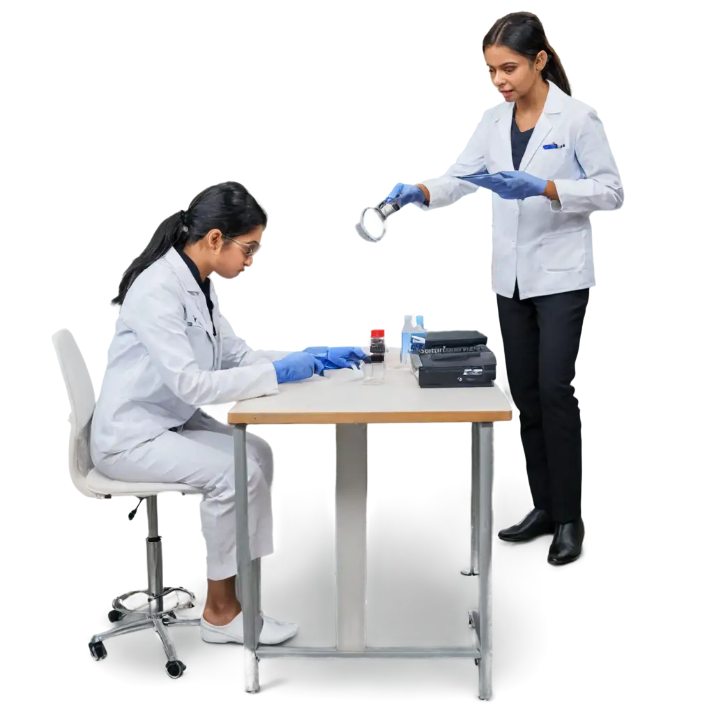 Indian-Girl-Working-in-Medical-Lab-HighQuality-PNG-Image-for-Professional-and-Educational-Use