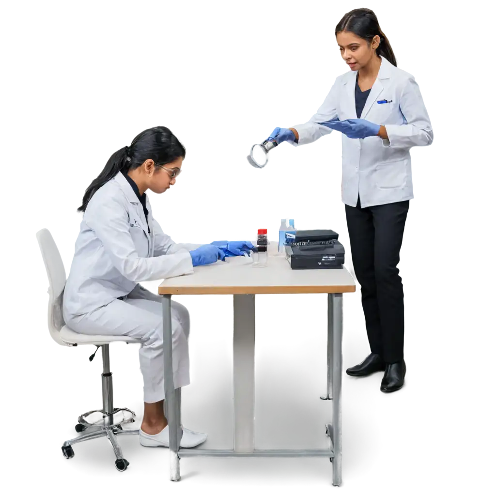 An Indin girl working in Medical Lab