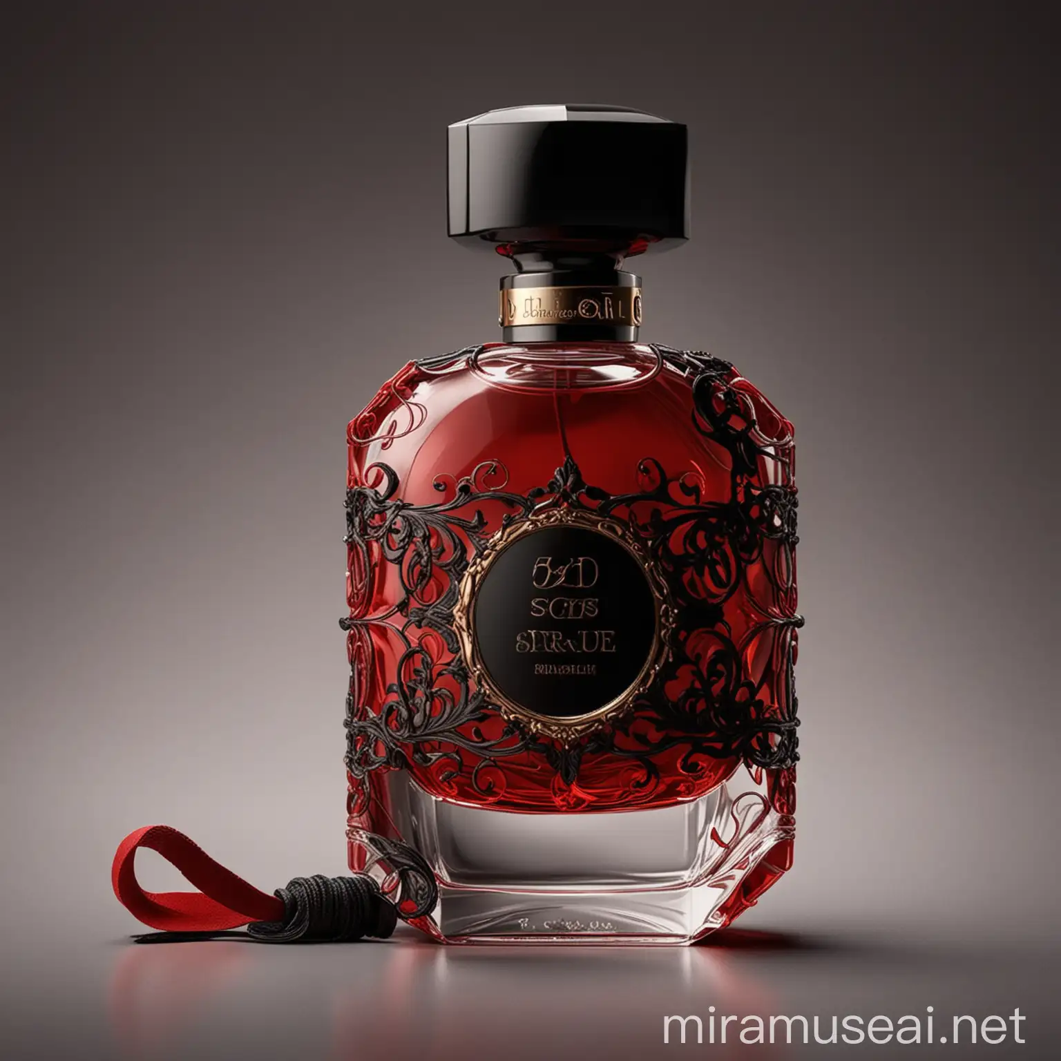 can you create parfume bottle that a women will use  who is a rich bussiness women
in her 30s  for my design , ı used red and black in my design, it has a modern and luxury concept

