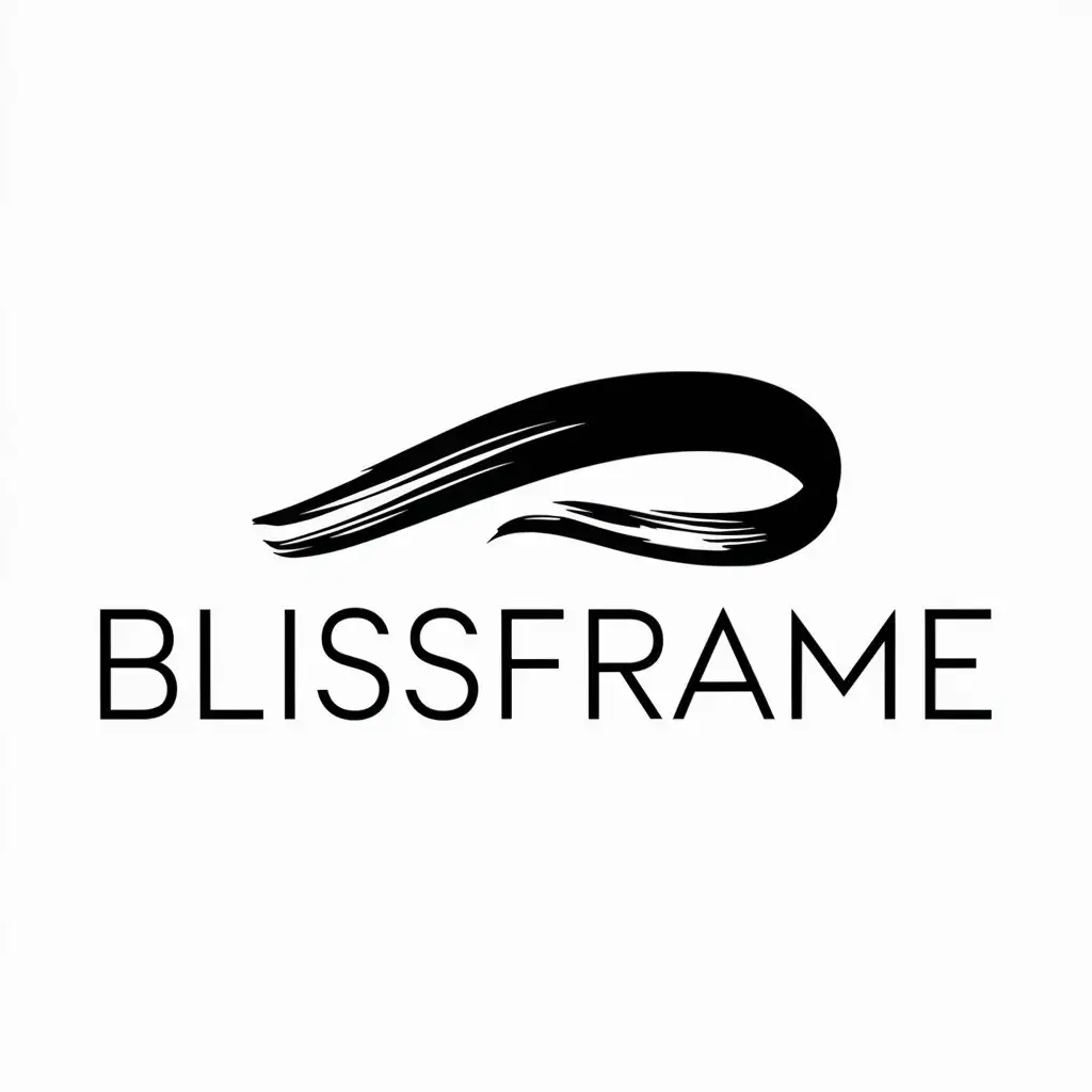 a logo design,with the text "BlissFrame", main symbol:brush stroke,Minimalistic,clear background