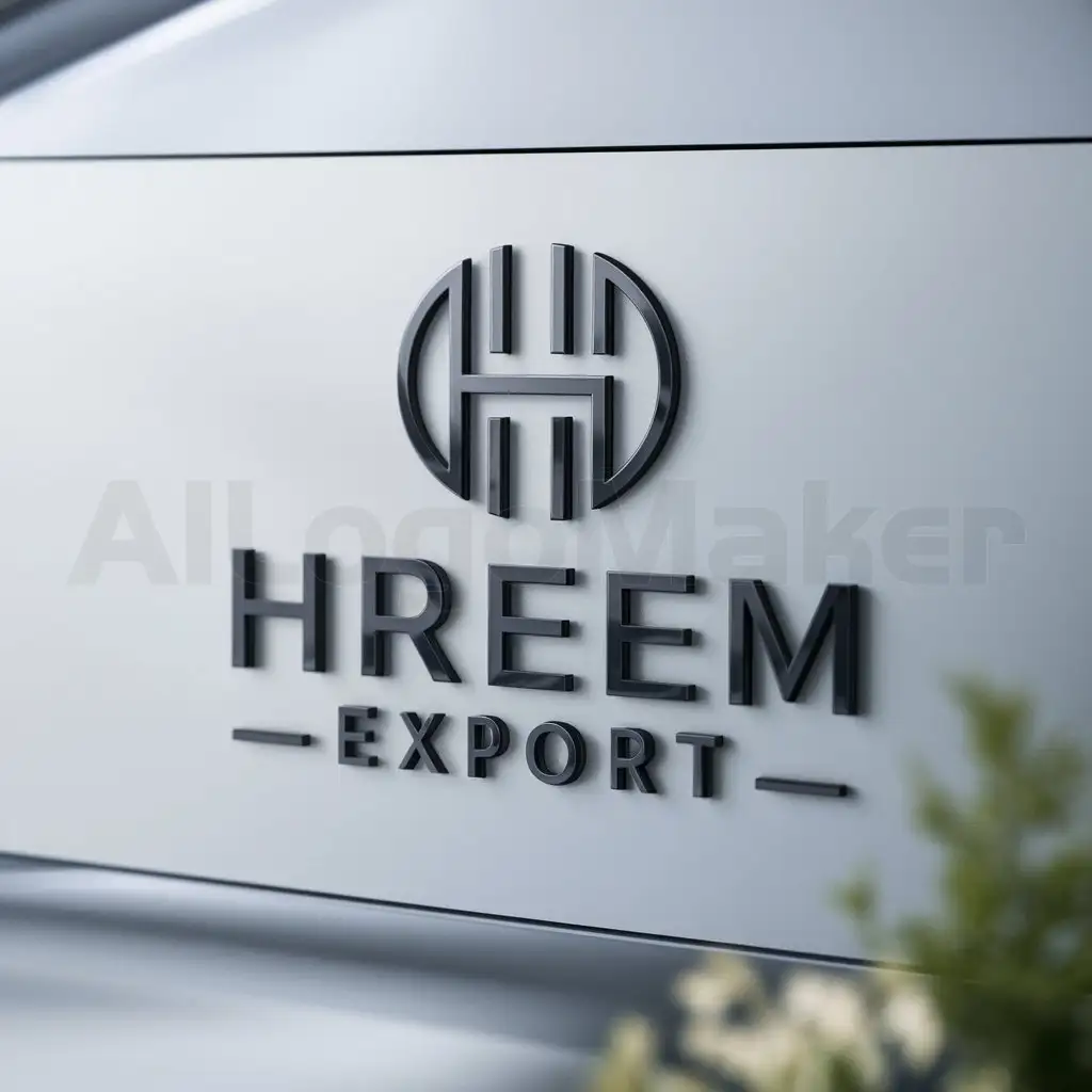 a logo design,with the text "HREEM EXPORT", main symbol:HE
,Moderate,be used in EXPORTS
 industry,clear background