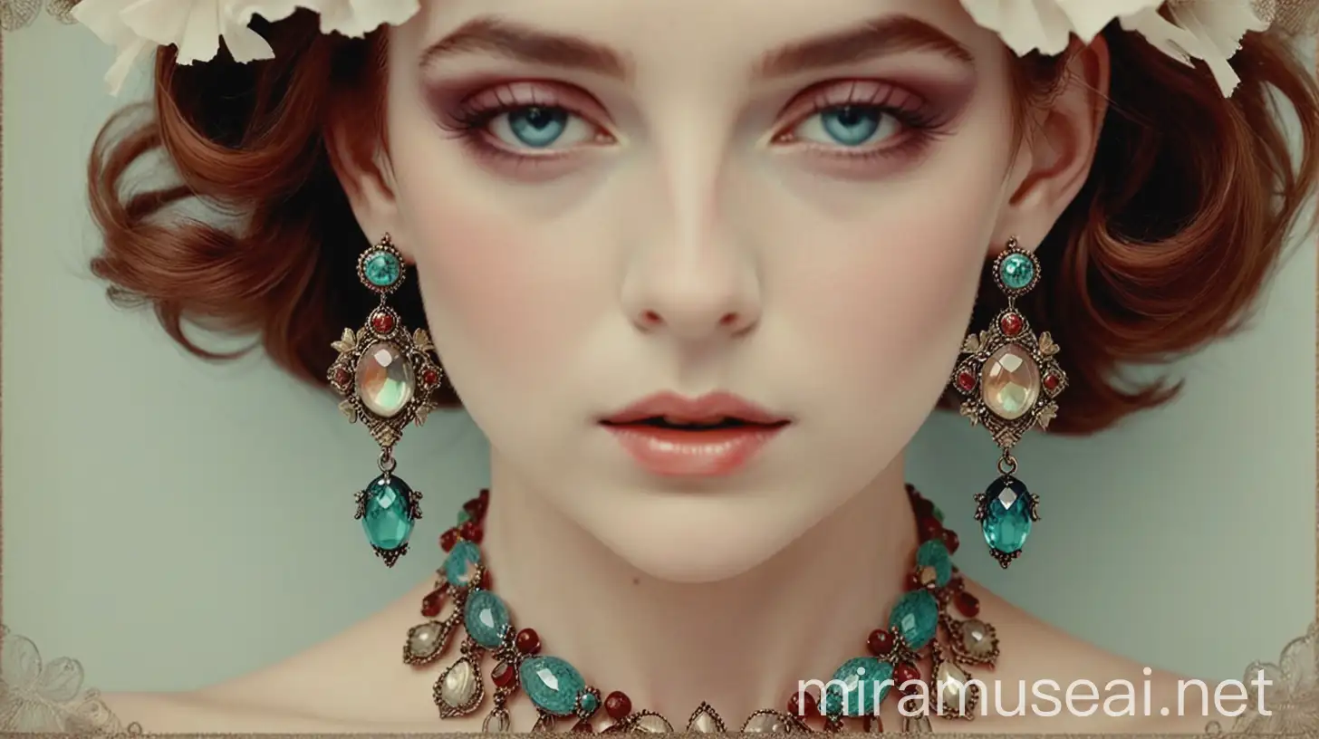 Vintage Aesthetic Lady Adorned in Resin Jewelry