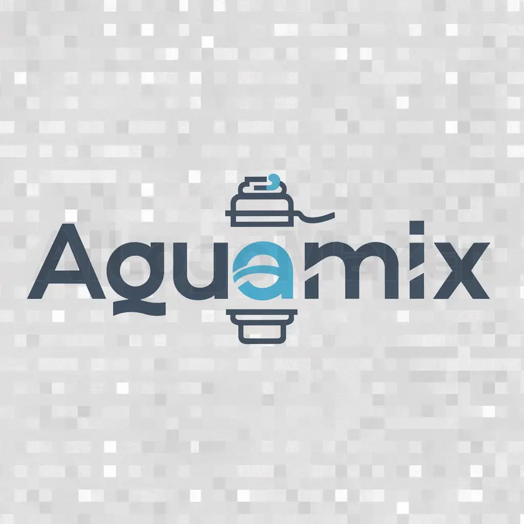 a logo design,with the text "Aquamix", main symbol:botella caliente licuadora agua filtro de agua,Moderate,be used in Others industry,clear background