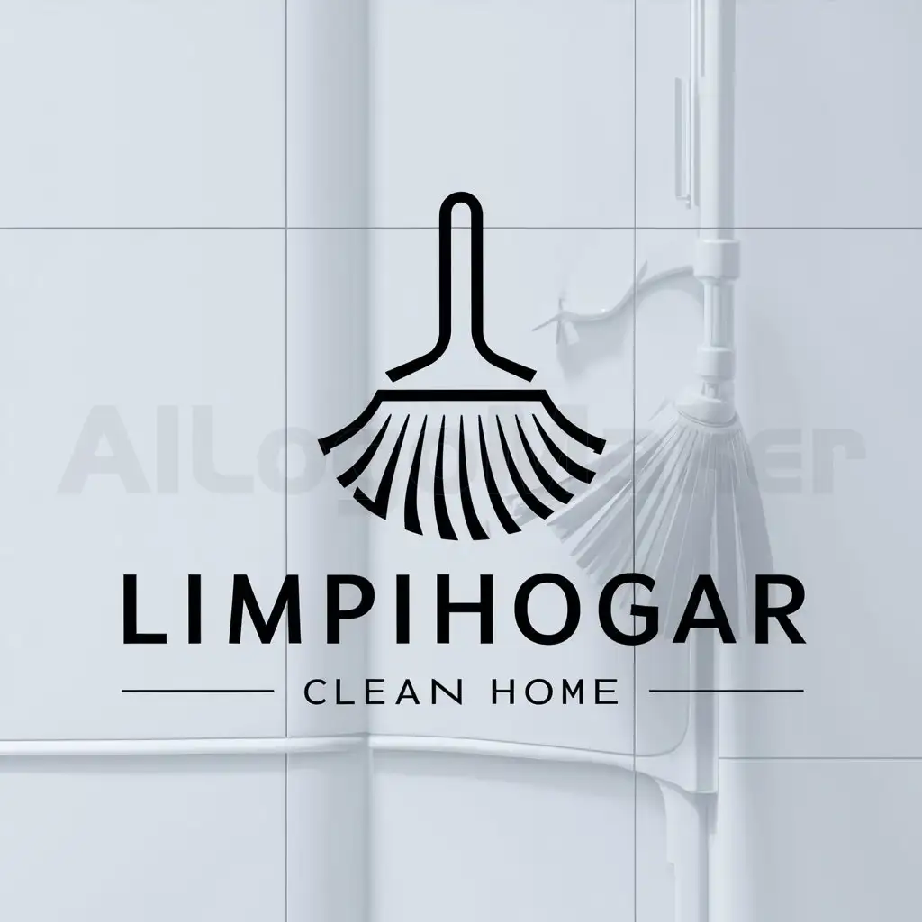a logo design,with the text "Limpihogar", main symbol:escoba,complex,clear background