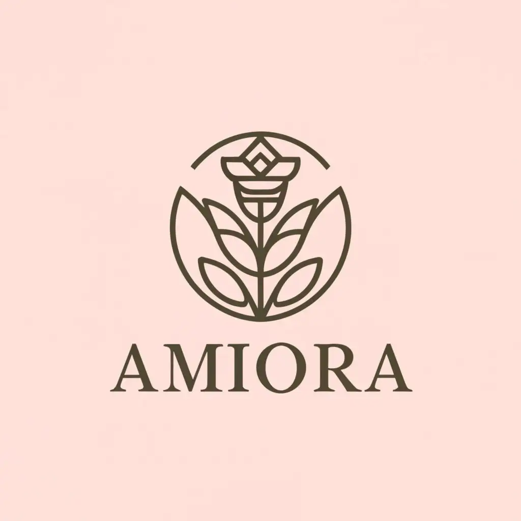 a logo design,with the text "amora", main symbol:The logo features a stylized letter "A" intertwined with a delicate rose. The letter "A" represents the brand name "Amora," while the rose symbolizes beauty, elegance, uniqueness and natural skincare. The color palette includes soft shades of pink and green, evoking a sense of freshness, purity, and femininity. ,Moderate,clear background