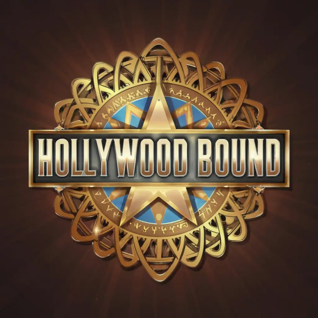 a logo design,with the text "Hollywood Bound", main symbol:hollywood bound, lights, stars, clothing brand,complex,be used in Retail industry,clear background