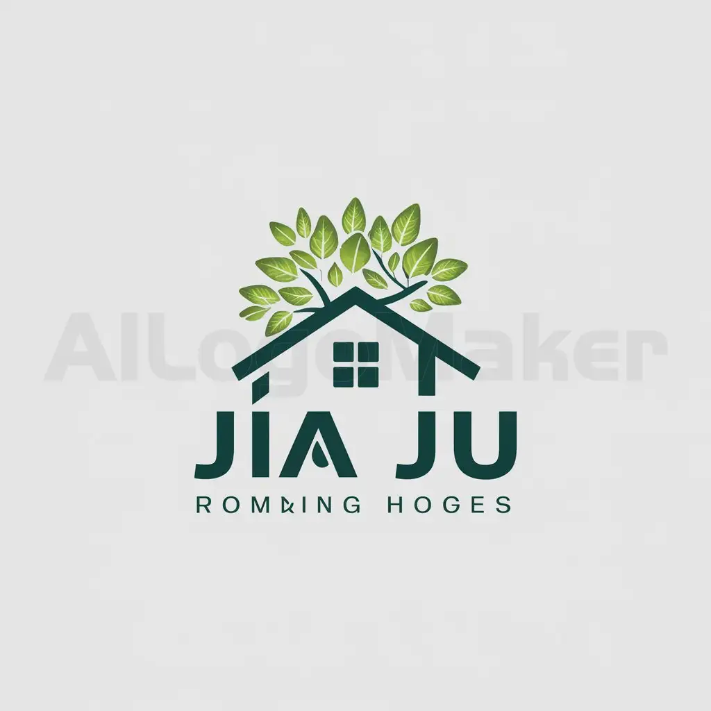 a logo design,with the text "Jia Ju", main symbol:house tree green leaves,Minimalistic,be used in NATURE OF HOME industry,clear background