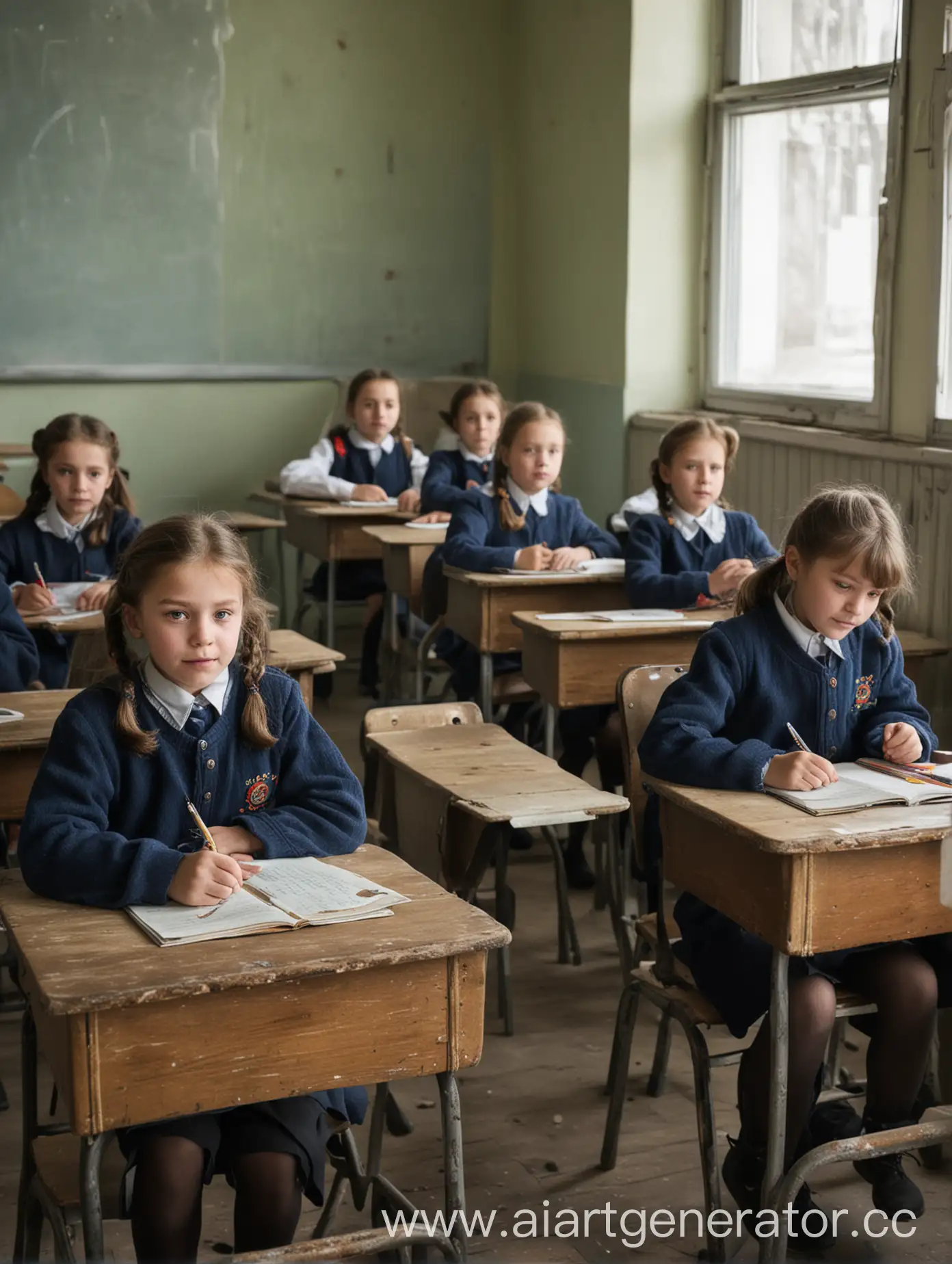 Russian-Classroom-Children-Engaged-in-Learning-at-School-Desks