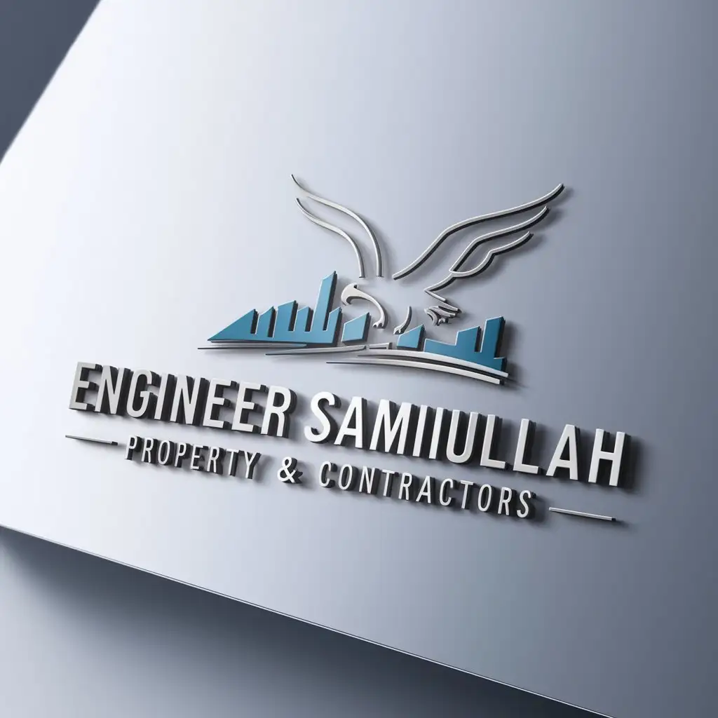 LOGO-Design-for-Engineer-Samiullah-Property-and-Contractor-Majestic-Eagle-Symbolizing-Strength-and-Precision