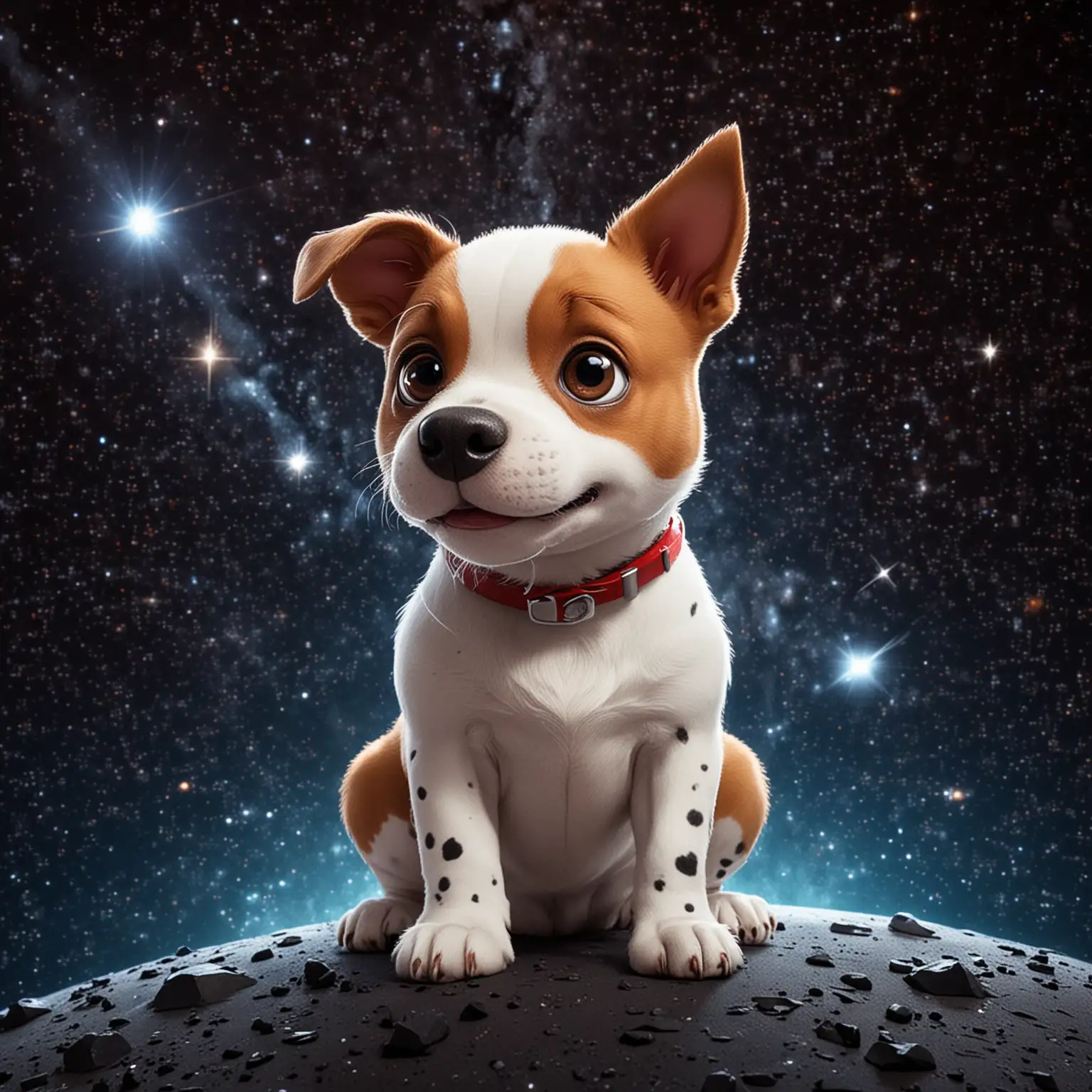 Сделай мультяшную собаку на фоне космоса