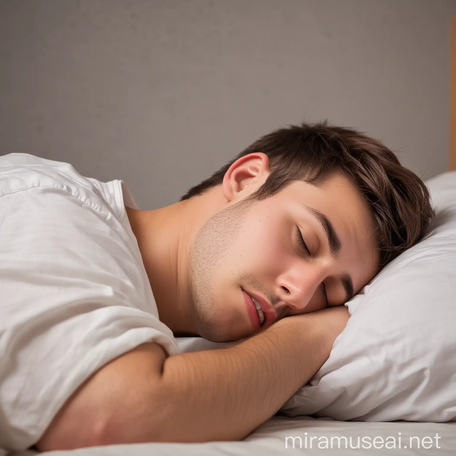 male college student getting good sleep