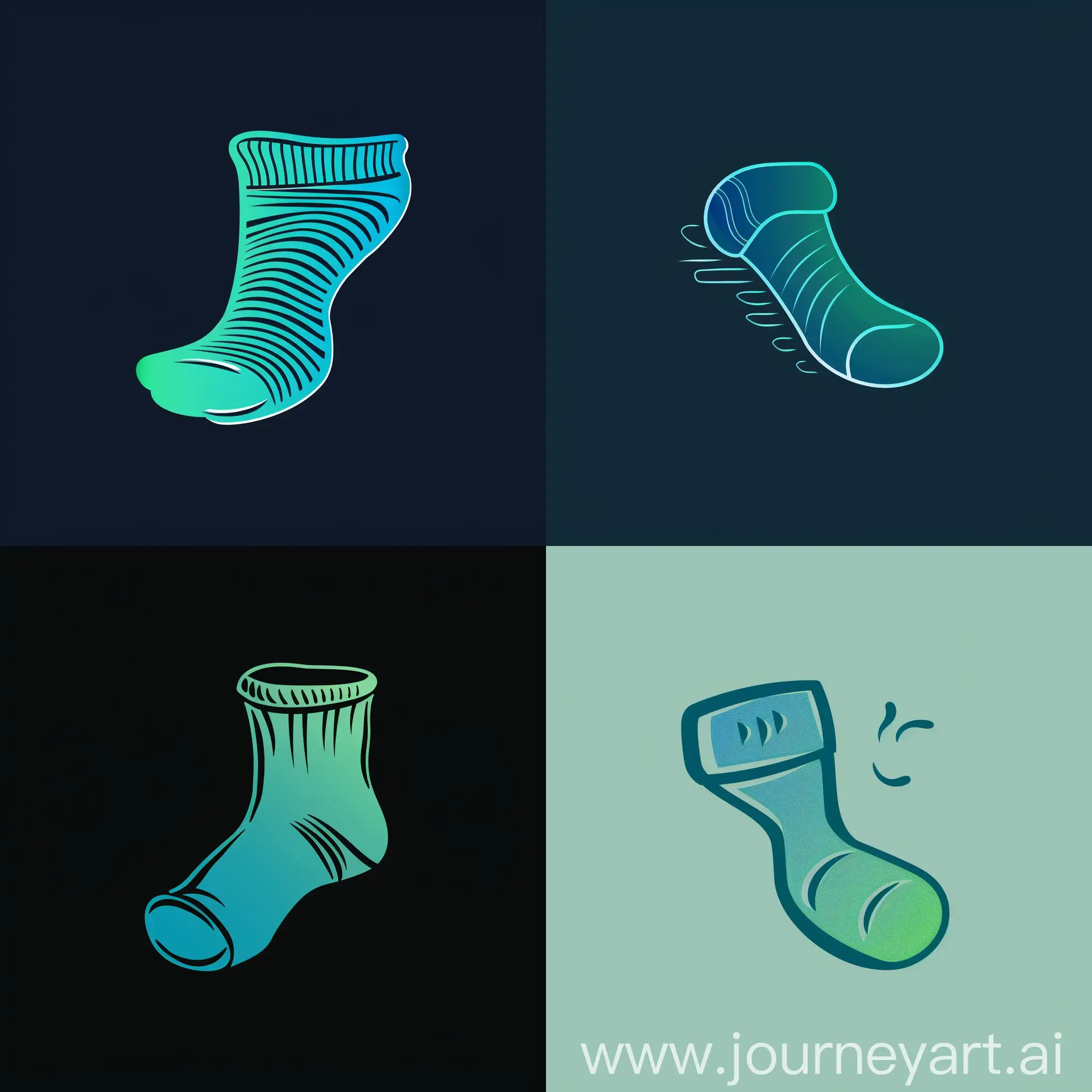 Логотип для магазина носков в сине зеленом цвете в виде носка