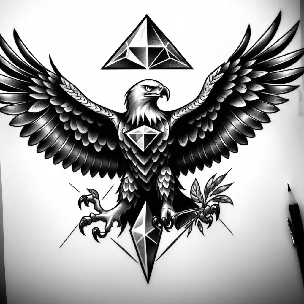 Realistic Eagle Tattoo Design Majestic Eagle Carrying Diamond