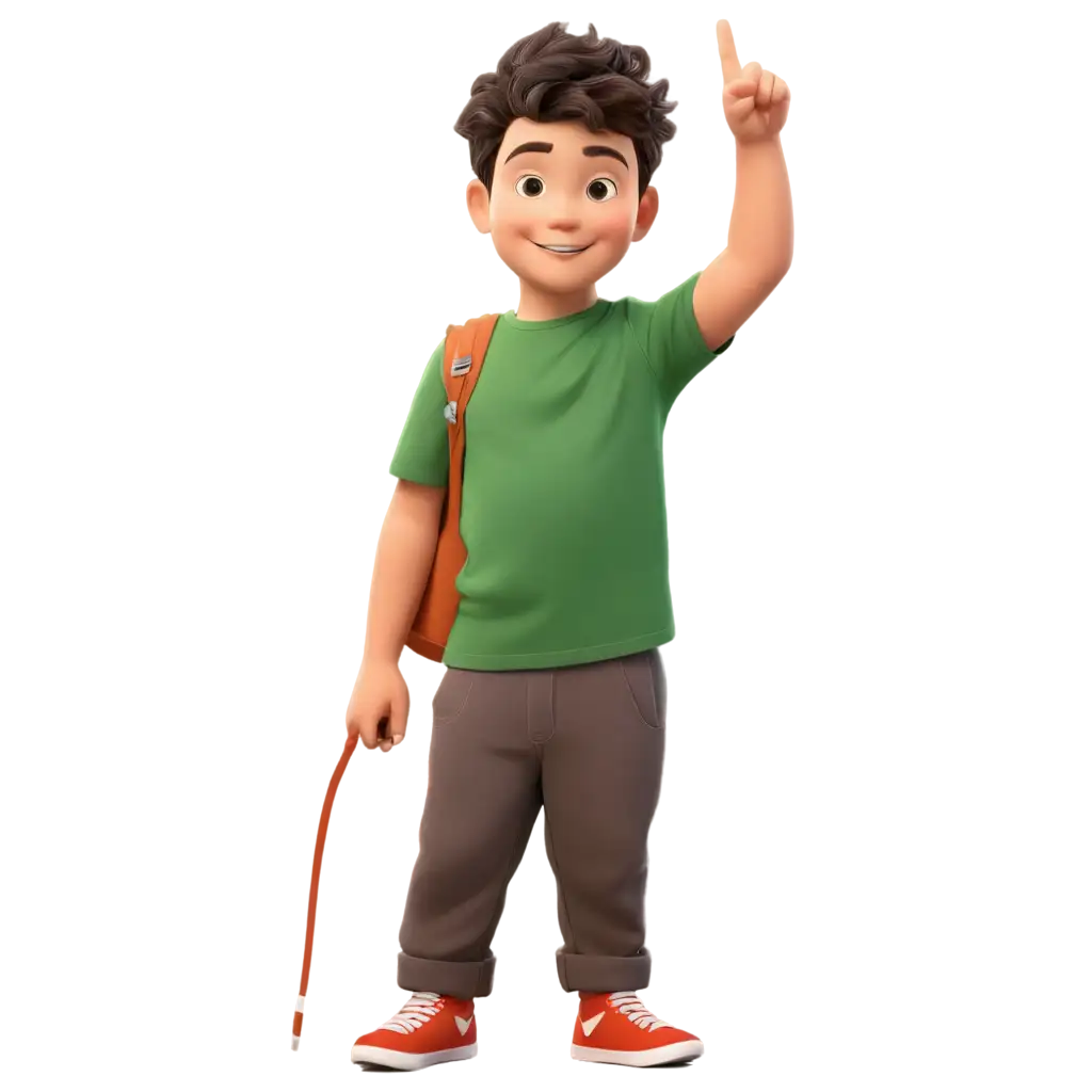 Kid Pointing Finger to Right Top Cute Children Style cartoon