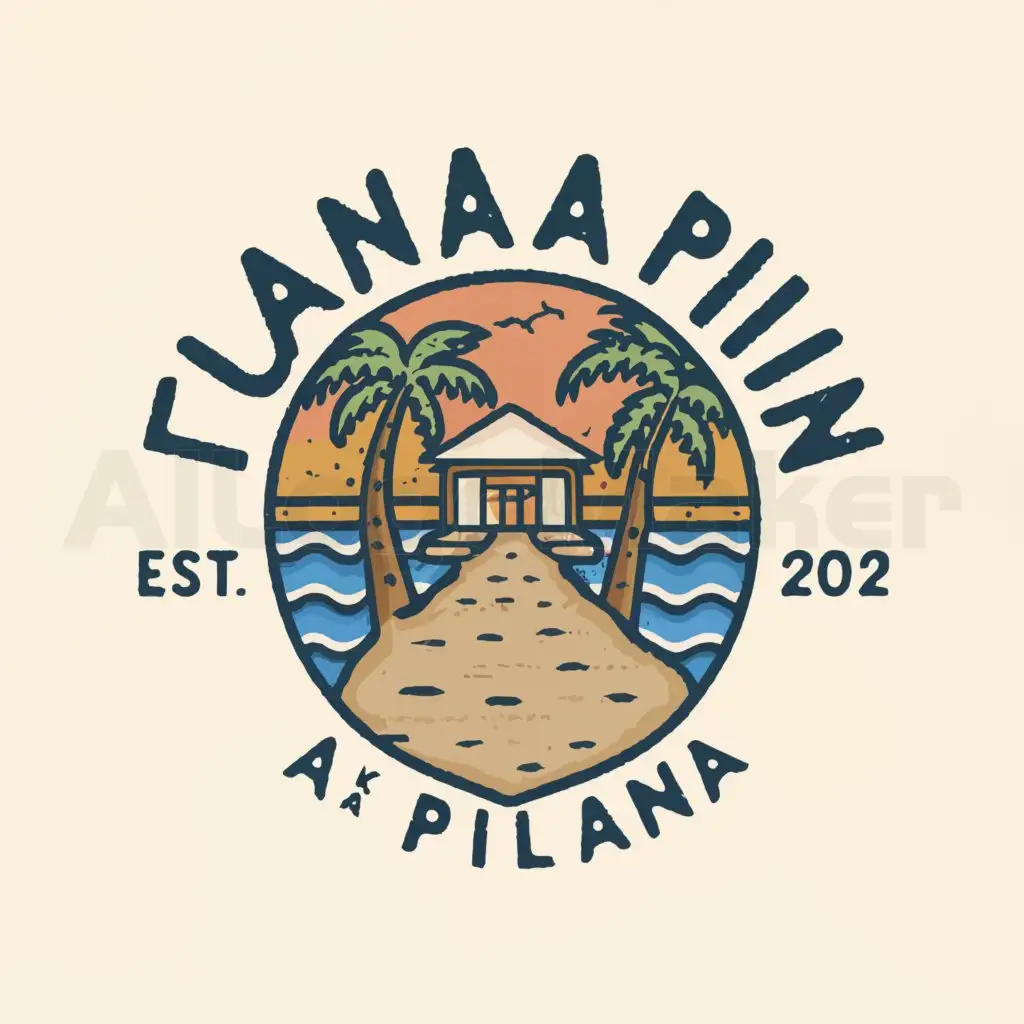 a logo design,with the text "Luana Ka Pilina", main symbol:The image is of a path from the sandy beach to the sea, with a shop ahead.

The points of concern are what stylish designs can be used for the sandy beach, whether the sea can have beautiful gradations of color like Hawaii or Okinawa, the sketch of the shop doesn't include colors, but the actual shop is planned to be a color like Tiffany Blue, but if that color makes the sea and the blue sky overall the same color and not stand out, whether it's better to use other colors is a concern.,Moderate,be used in Café industry,clear background
