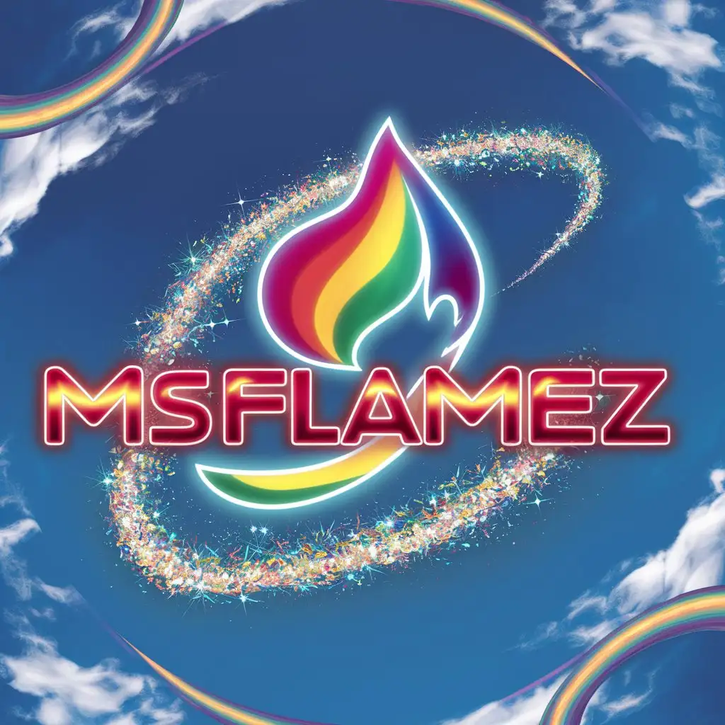 LOGO-Design-For-MsFlamez-Neon-Rainbow-with-Sexy-Glow-on-Clear-Background