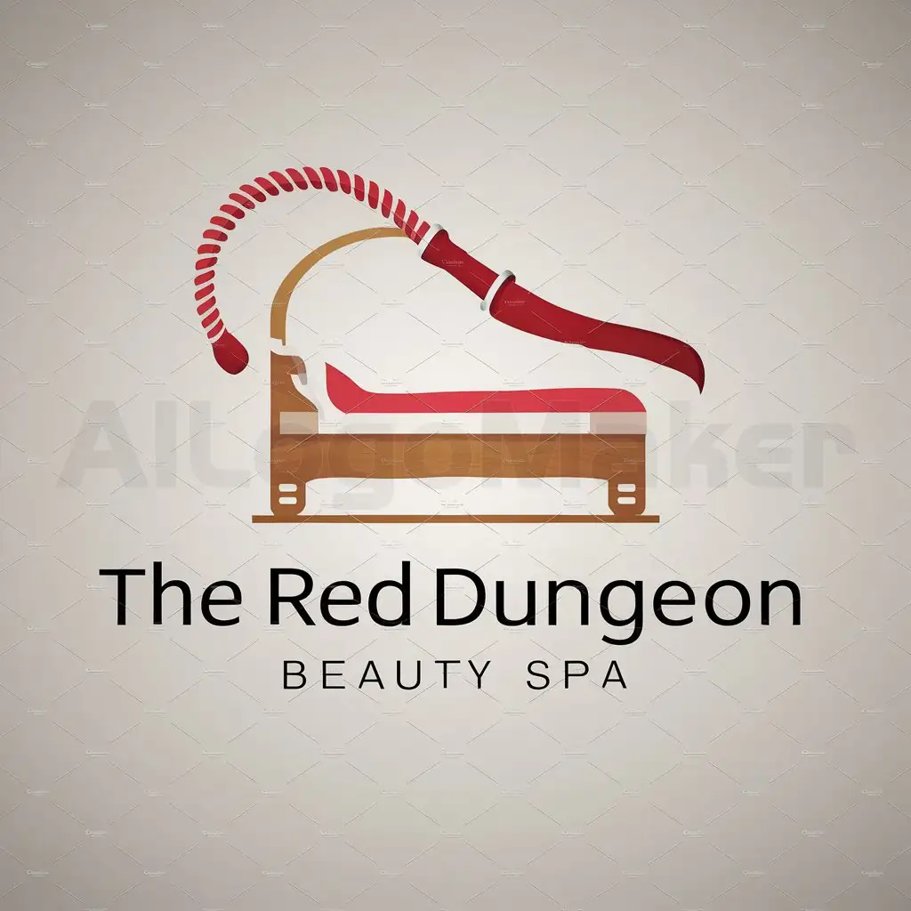 LOGO-Design-For-The-Red-Dungeon-Elegant-Whip-and-Bed-Symbol-for-Beauty-Spa