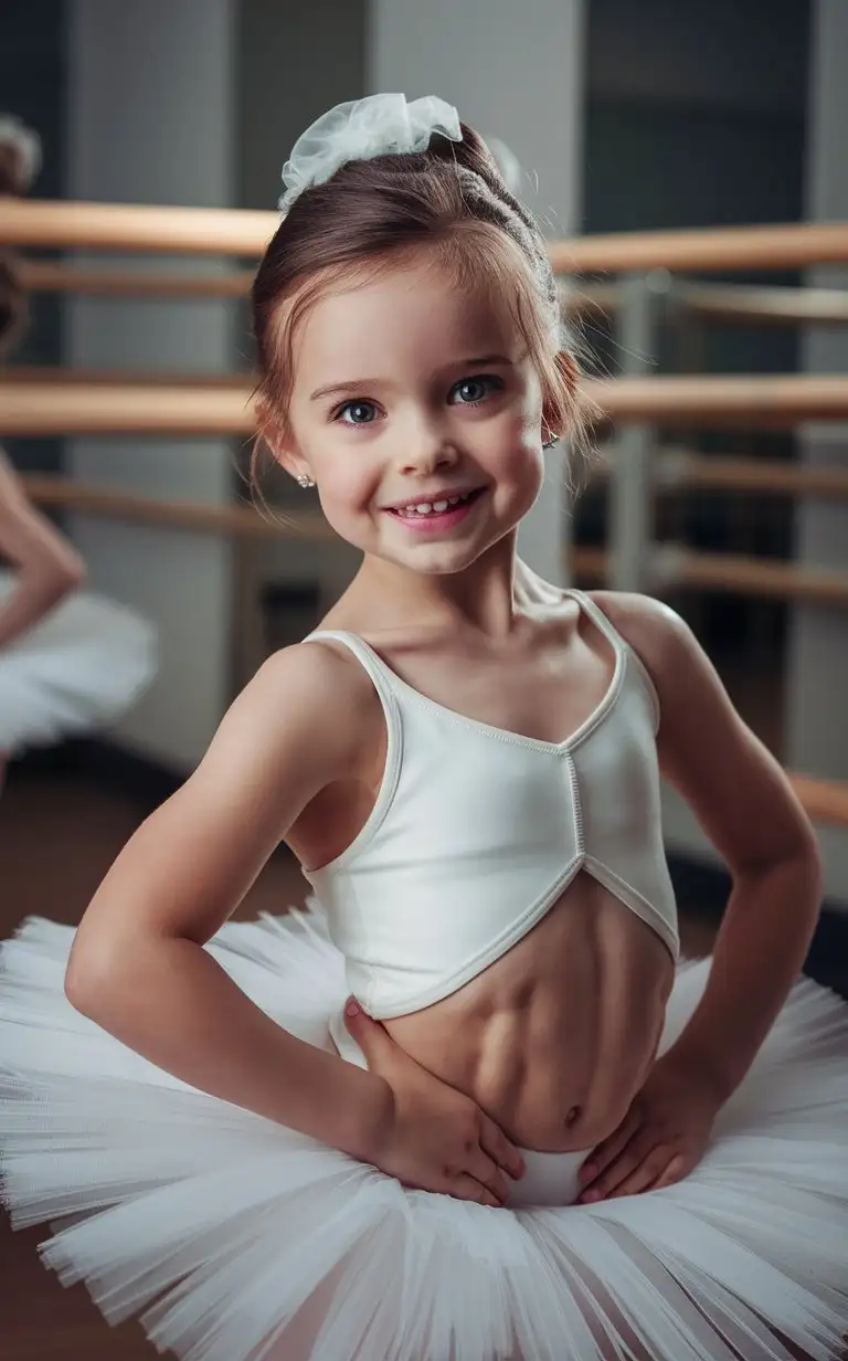 6 years old french ballerina, muscular abs