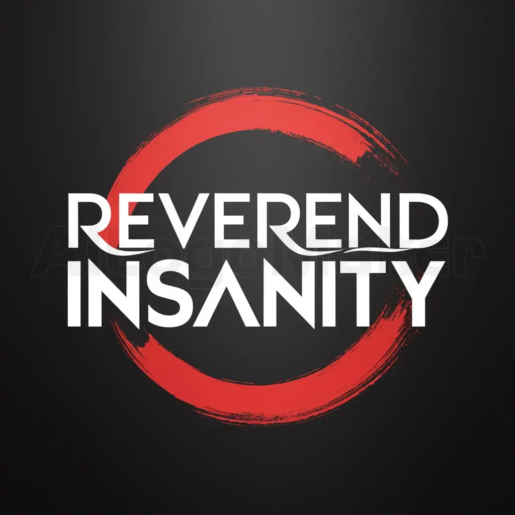 a logo design,with the text "Reverend Insanity", main symbol:Incomplete red circle, drawn with a brush, on a black background,Moderate,clear background
