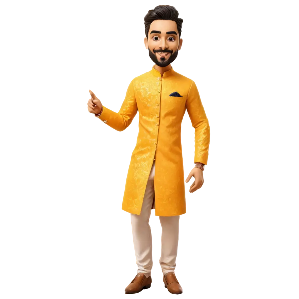 haldi caricature  groom standing