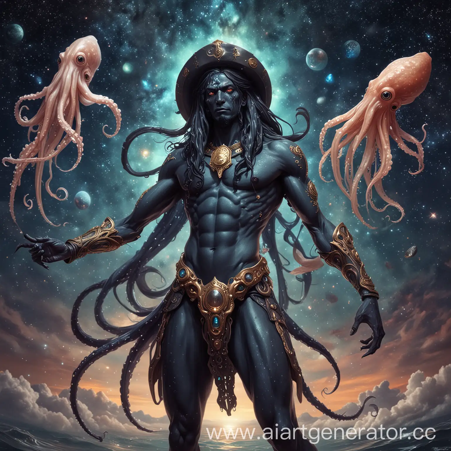 Eldritch-Deity-Azathoth-Emerging-from-Cosmic-Depths-amidst-Tentacles